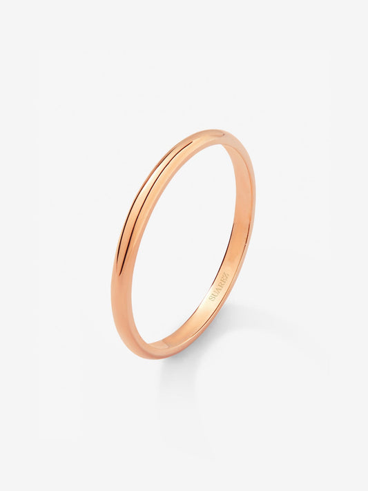 Anillo de compromiso de media caña de oro rosa de 18K 1,7mm