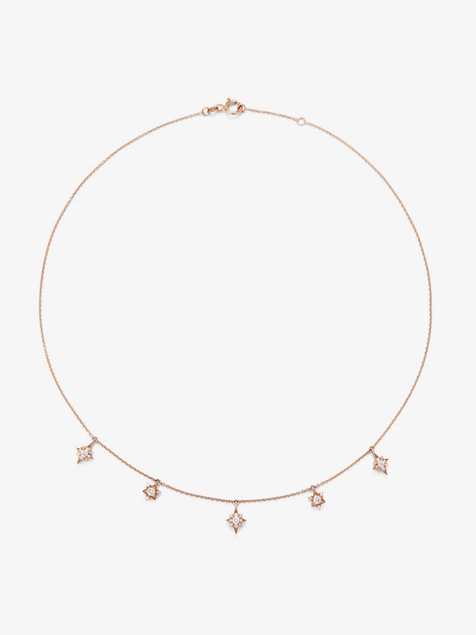 Collar gargantilla con estrellas de oro rosa de 18K con diamantes