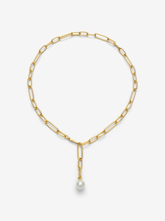 Collar de eslabones de oro amarillo de 18K con perla australiana de 11,5 mm