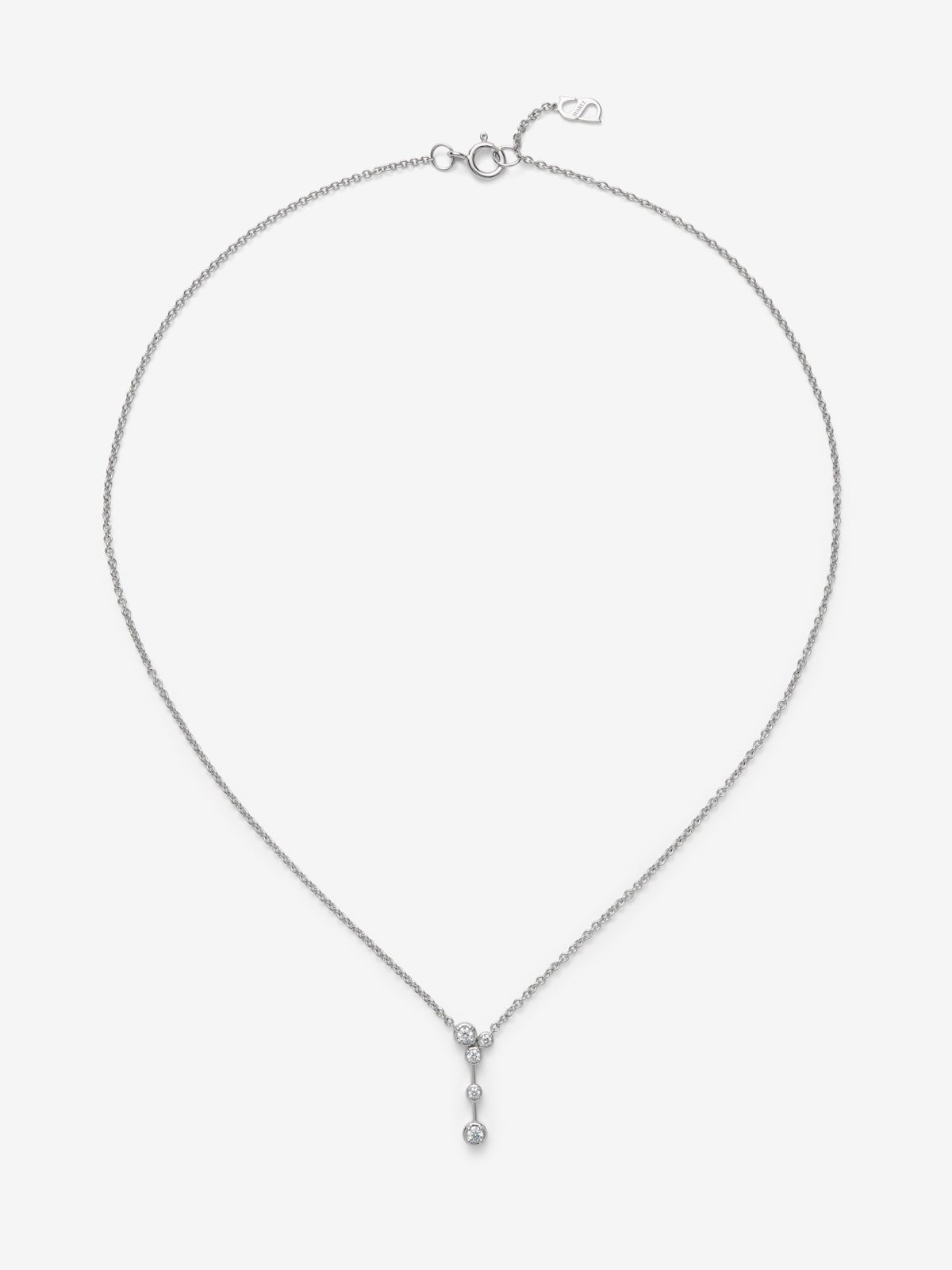 Colgante de oro blanco de 18K con 5 diamantes en talla brillante con un total de 0,13 cts