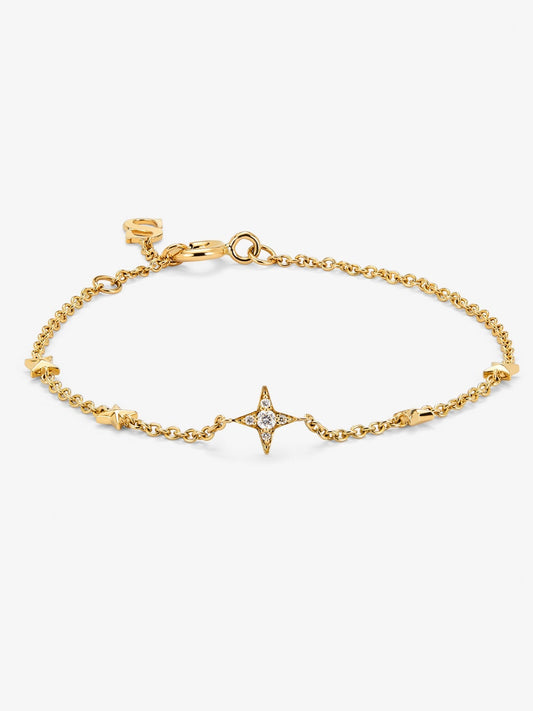 Pulsera de oro amarillo de 18K con 5 diamantes en talla brillante con un total de 0,04 cts