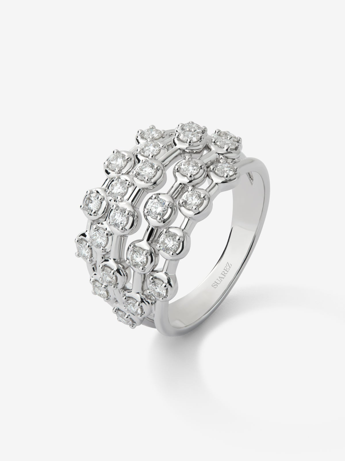 Anillo multibrazo de oro blanco de 18K con 24 diamantes en talla brillante con un total de 0,79 cts