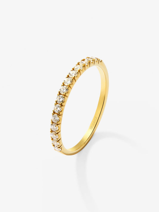 Media alianza de oro amarillo de 18K con diamantes