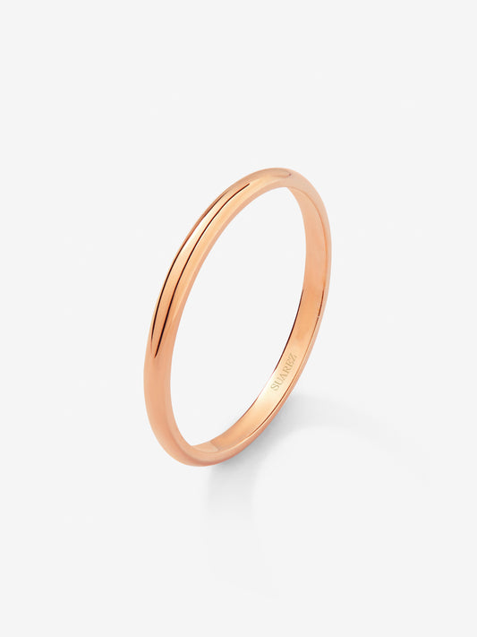 Anillo de compromiso de media caña de oro rosa de 18K 1,7mm