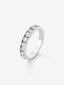 Media alianza de oro blanco de 18K con 10 diamantes en talla brillante con un total de 1,1 cts