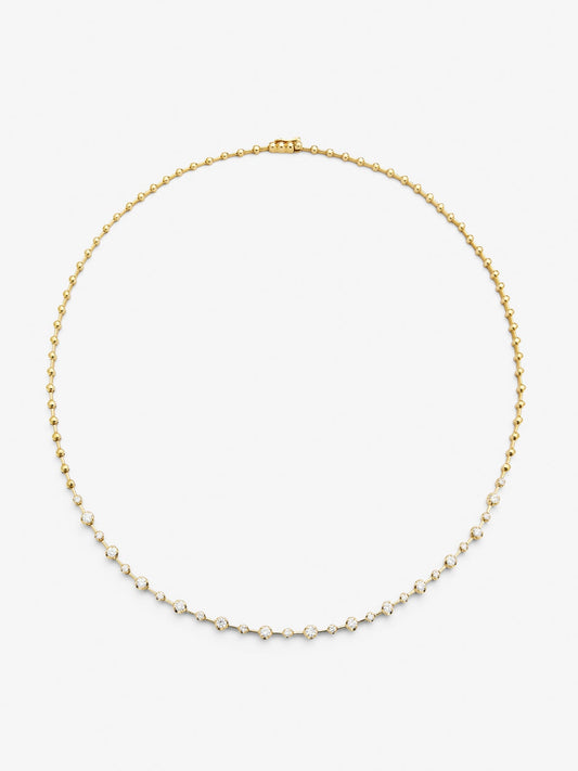 Collar de oro amarillo de 18K con diamantes blancos en talla brillante de 0,95 cts