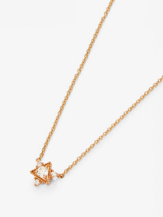 Collar de oro rosa de 18K con 4 diamantes en talla brillante con un total de 0,1 cts