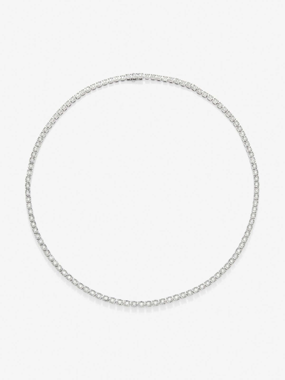 Collar gargantilla riviere de oro blanco de 18K con diamantes