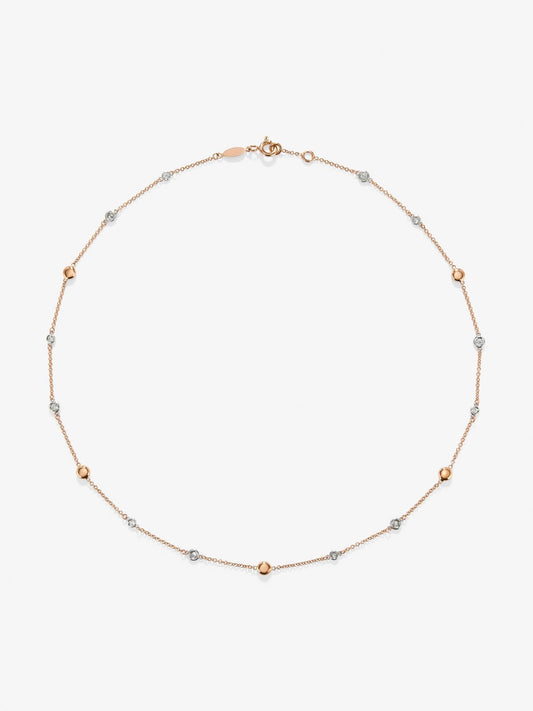 Collar de oro rosa de 18K con 12 diamantes en talla brillante con un total de 0,38 cts