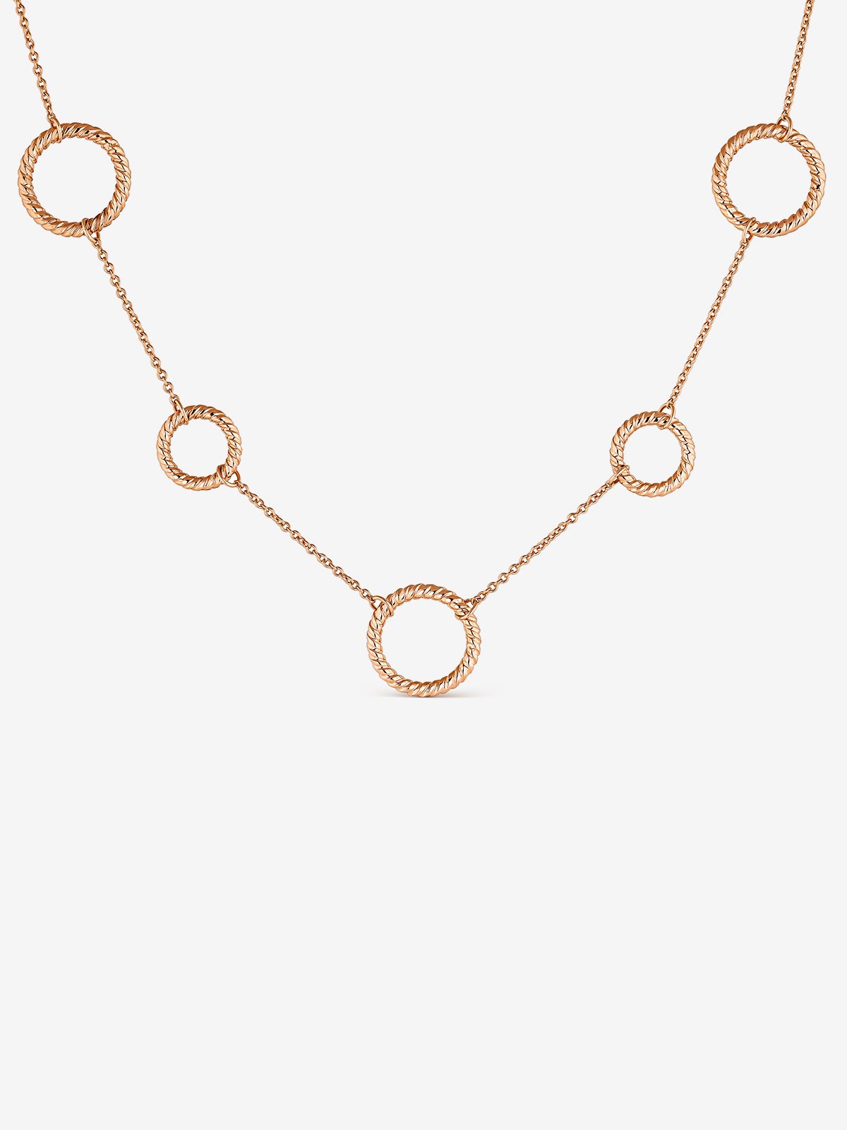 Collar círculos gallonados de oro rosa de 18kt