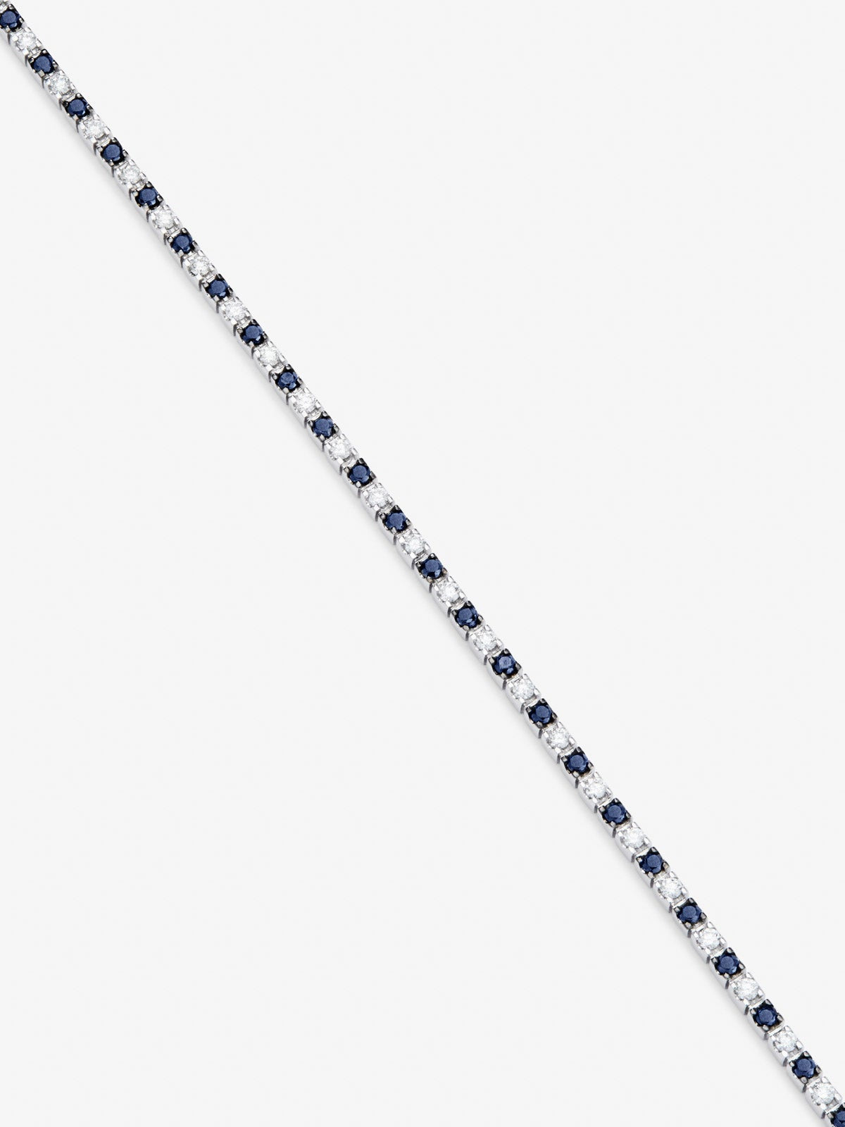 Collar rivière de oro blanco de 18K con diamantes y zafiros azules