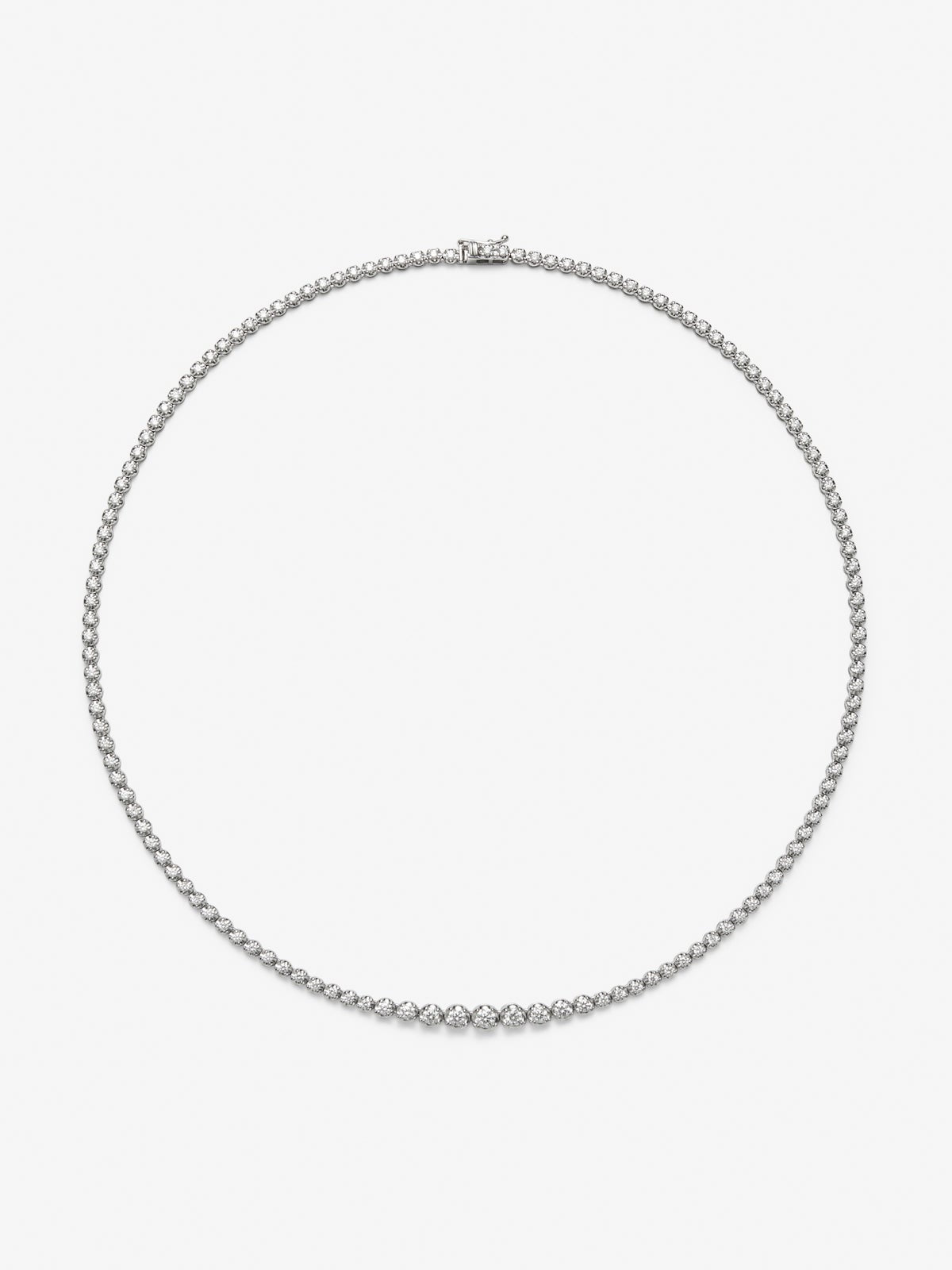 Collar rivière de oro blanco de 18K con 111 diamantes en talla brillante con un total de 2,86 cts