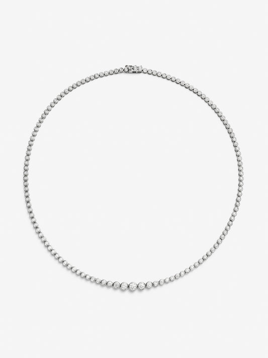 Collar rivière de oro blanco de 18K con 128 diamantes en talla brillante con un total de 3,2 cts