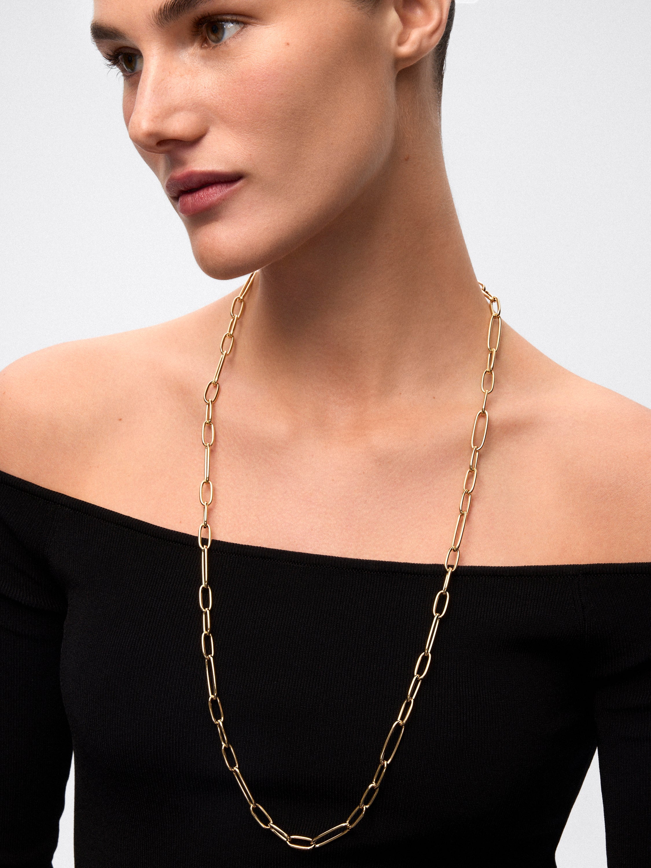 Collar largo eslabones de oro amarillo de 18K (80cm)