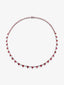 Collar de oro blanco de 18K con 25 rubíes rojos en talla corazón con un total de 11,59 cts, 36 en talla brillante con un total de 5,44 cts y 24 diamantes en talla brillante con un total de 1,3 cts