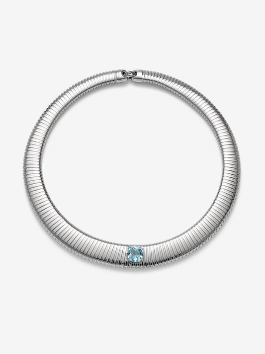 Collar tubogas de plata 925 con topacio azul Sky