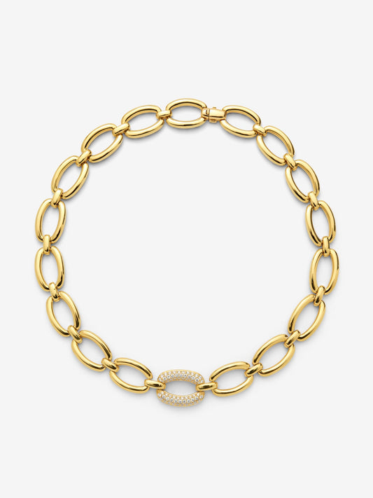 Collar eslabones de oro amarillo de 18K con pavé de diamantes