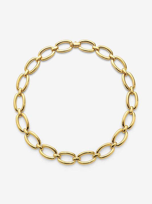 Collar eslabones de oro amarillo de 18K con pavé de diamantes