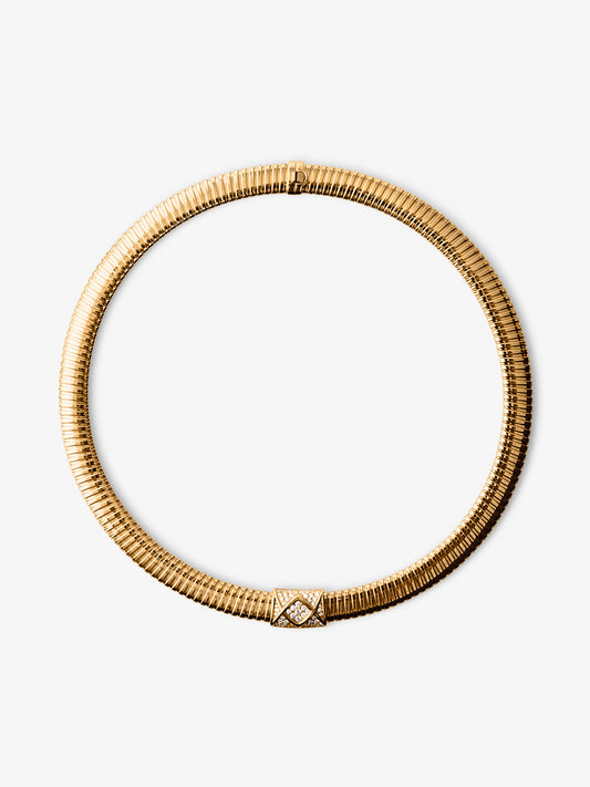 Collar tubogas de oro amarillo de 18K con 58 diamantes en talla brillante con un total de 0,9 cts