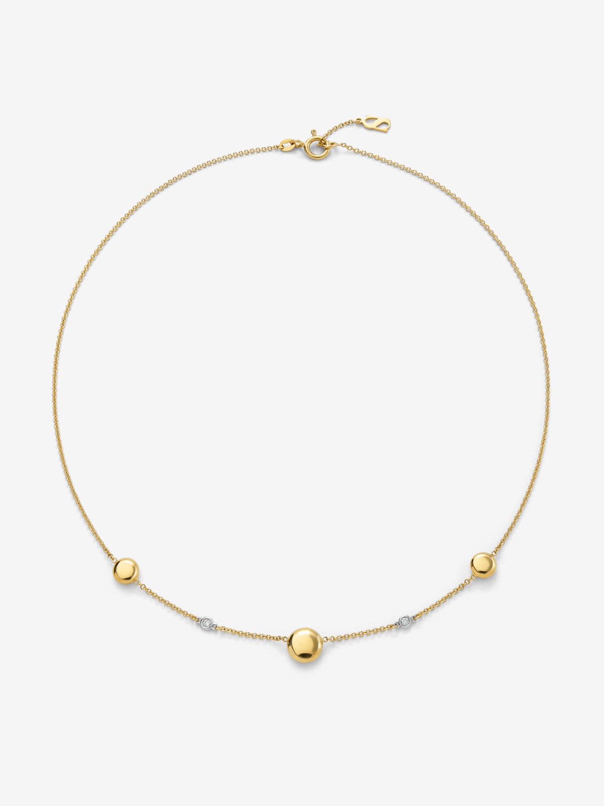 Collar de oro amarillo de 18K con motivos de esferas