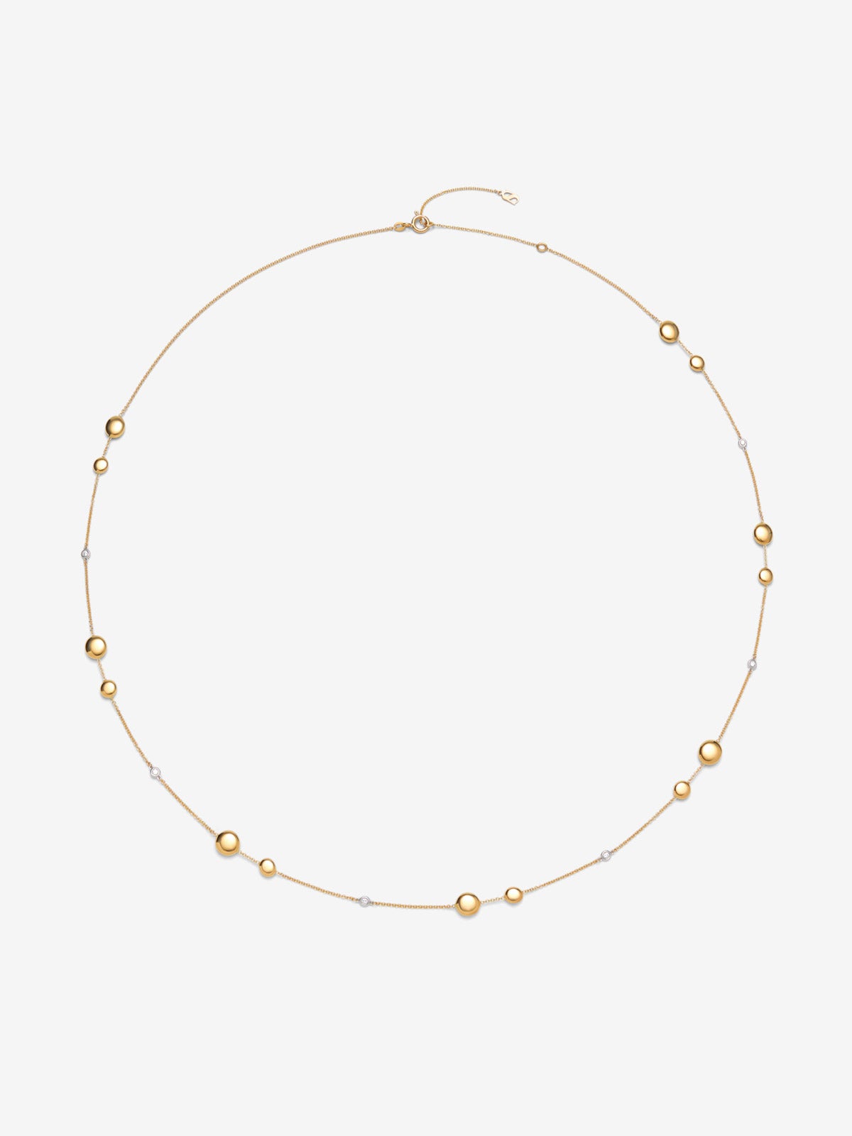 Collar de oro amarillo de 18K con 6 diamantes en talla brillante con un total de 0,21 cts