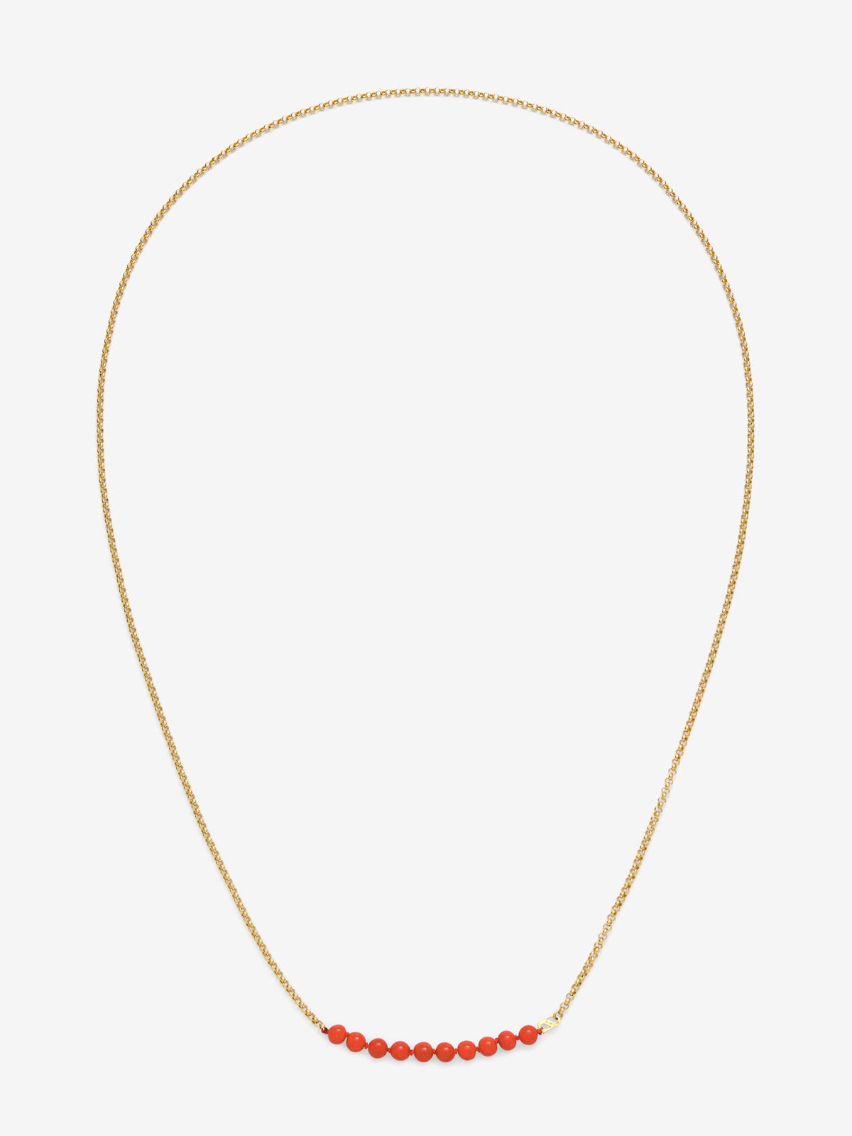 Collar de oro amarillo de 18K con esferas de coral de 6mm