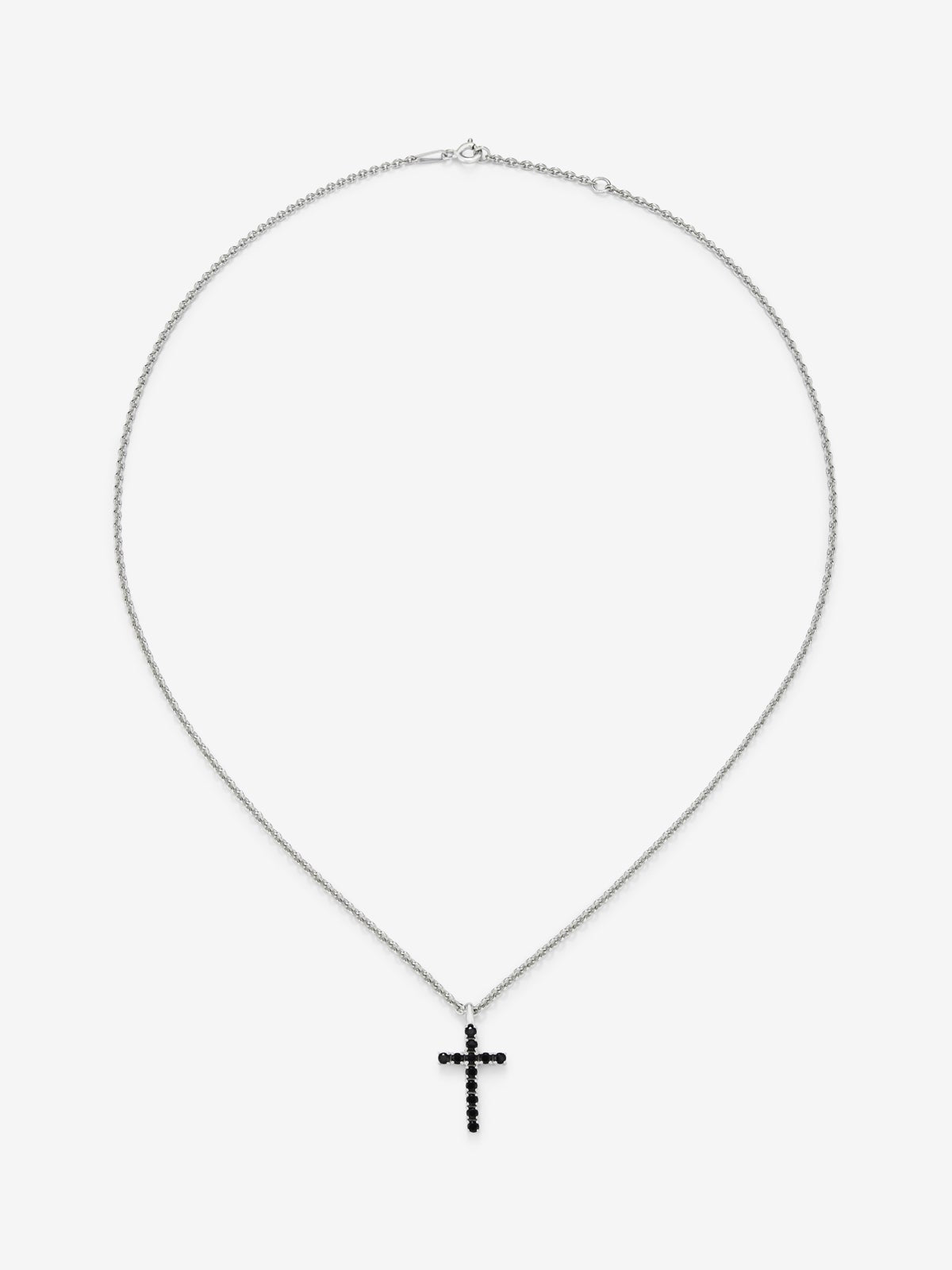 Colgante cadena con cruz fino de plata 925 con espinelas