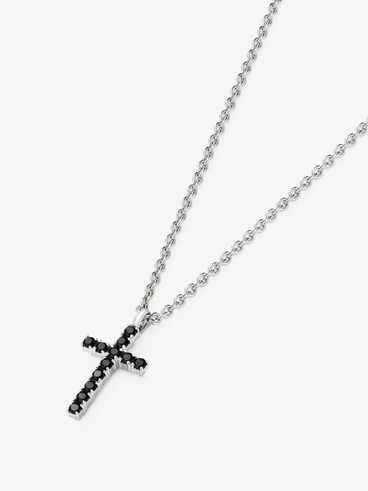 Colgante cadena con cruz fino de plata 925 con espinelas