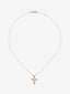 Colgante cadena cruz de oro rosa de 18K con turmalina y diamante