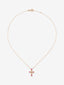 Colgante cadena cruz de oro rosa de 18K con turmalina y diamante