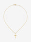 Colgante de oro amarillo de 18K con cruz grande y diamante en talla brillante de 0,015 cts