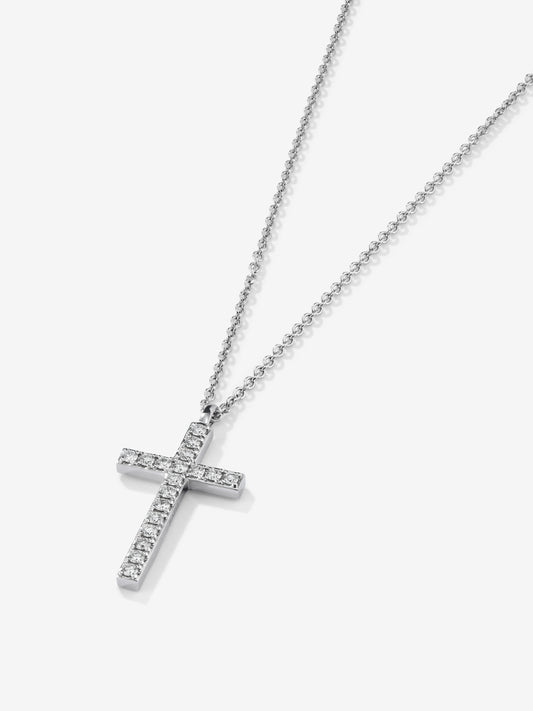 18K white gold pendant with 18 brilliant-cut diamonds with a total of 0.33 cts