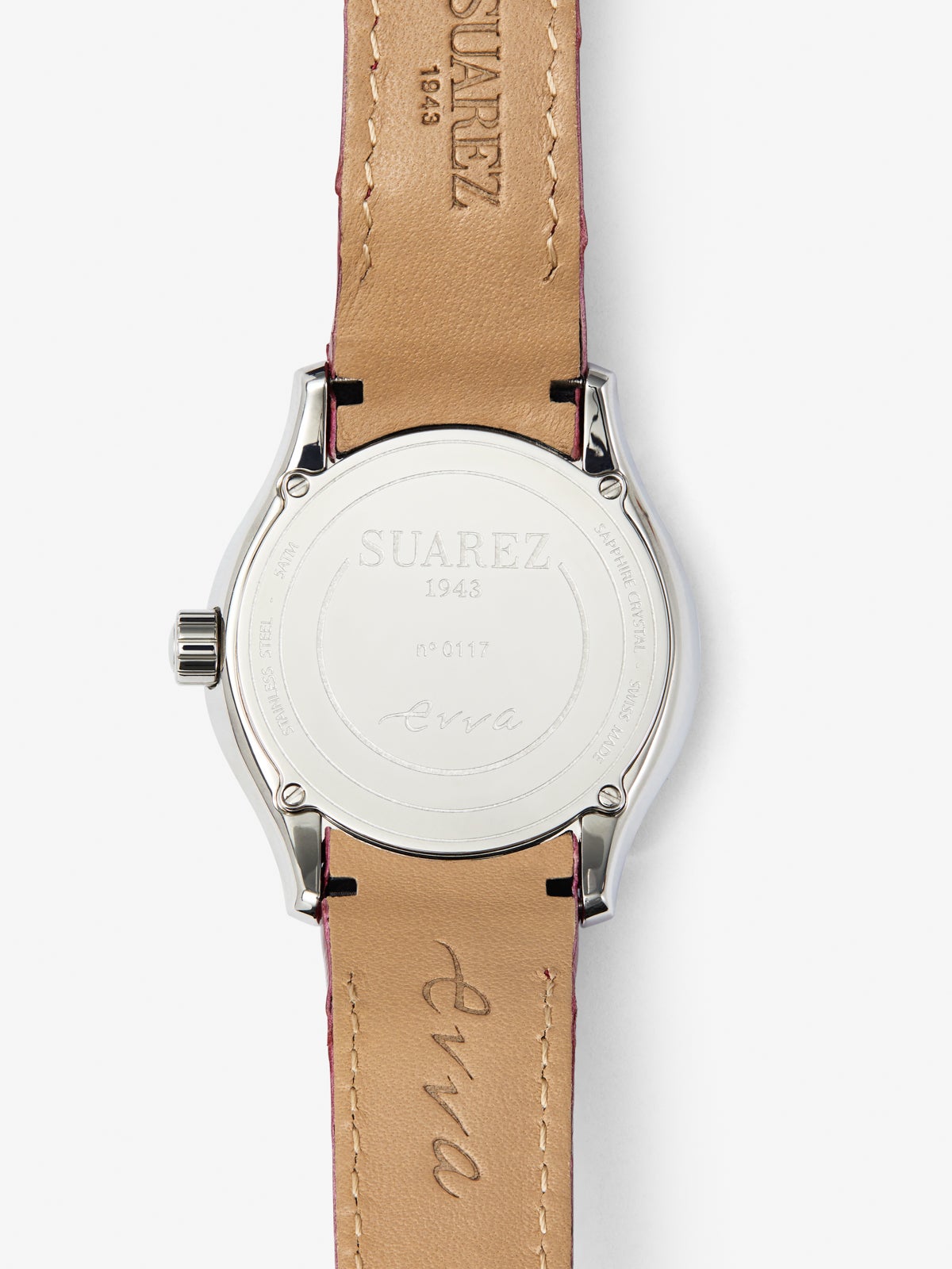 Reloj de acero inoxidable y pulsera de piel, con cristal de zafiro y movimiento de cuarzo