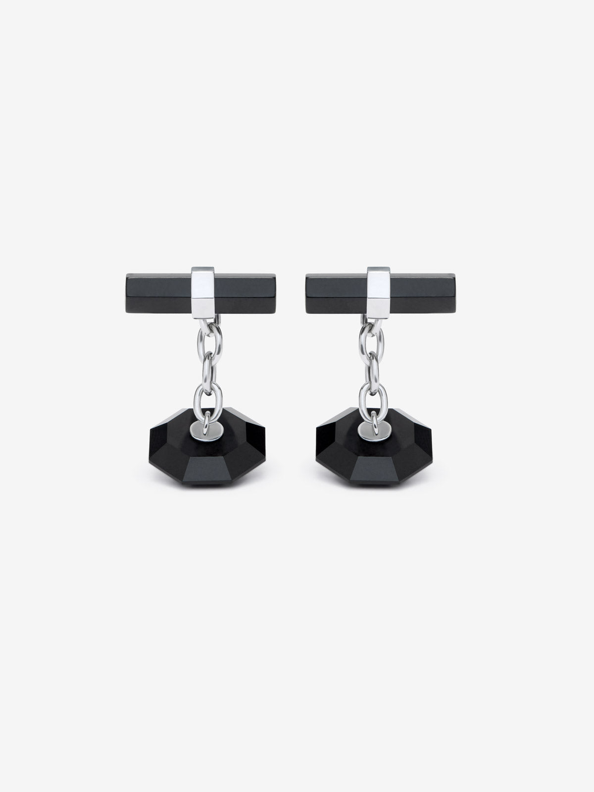 Gemelos de plata 925 con ónix negro y zafiro azul 