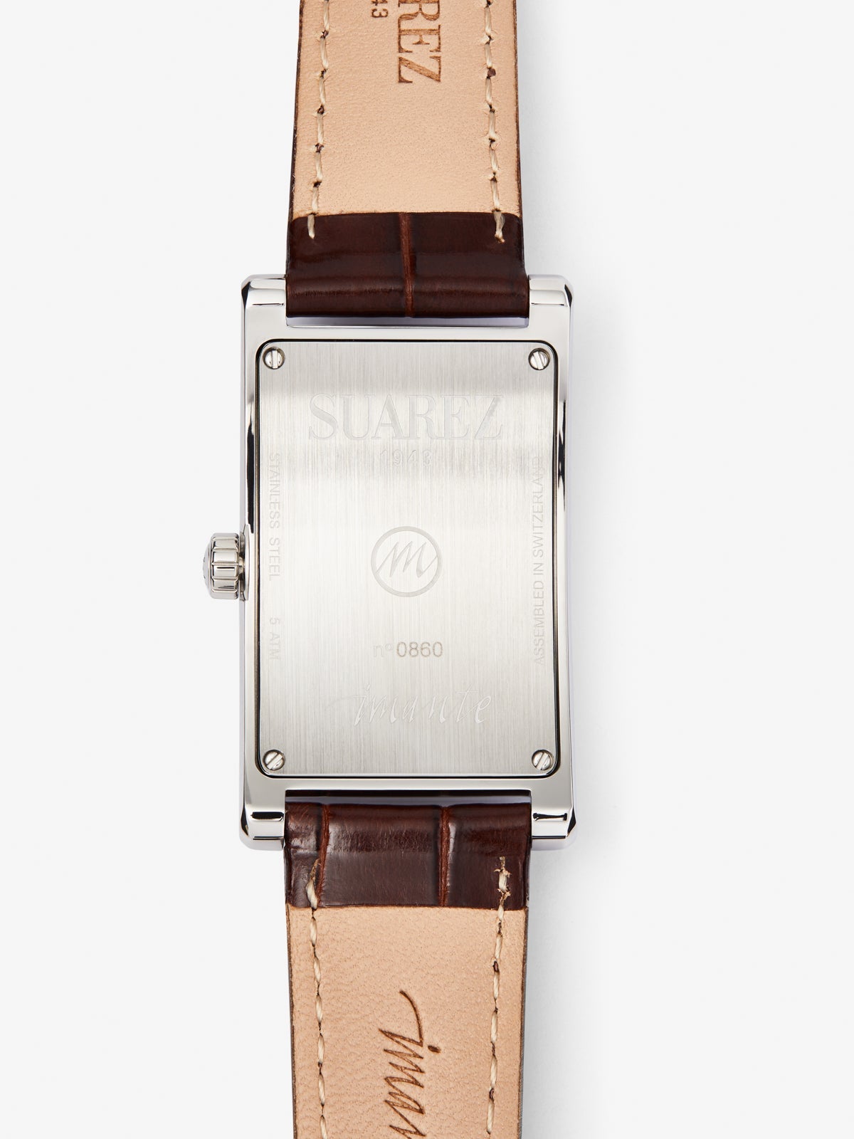 Reloj de acero inoxidable y pulsera de piel, con cristal de zafiro y movimiento de cuarzo