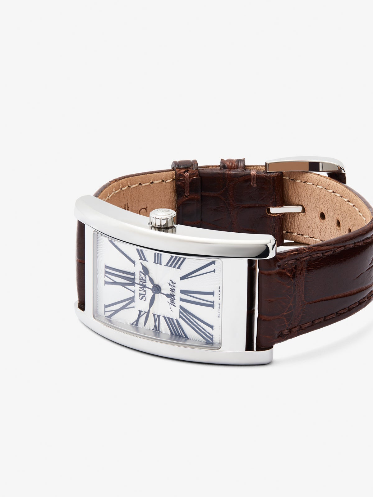 Reloj de acero inoxidable y pulsera de piel, con cristal de zafiro y movimiento de cuarzo