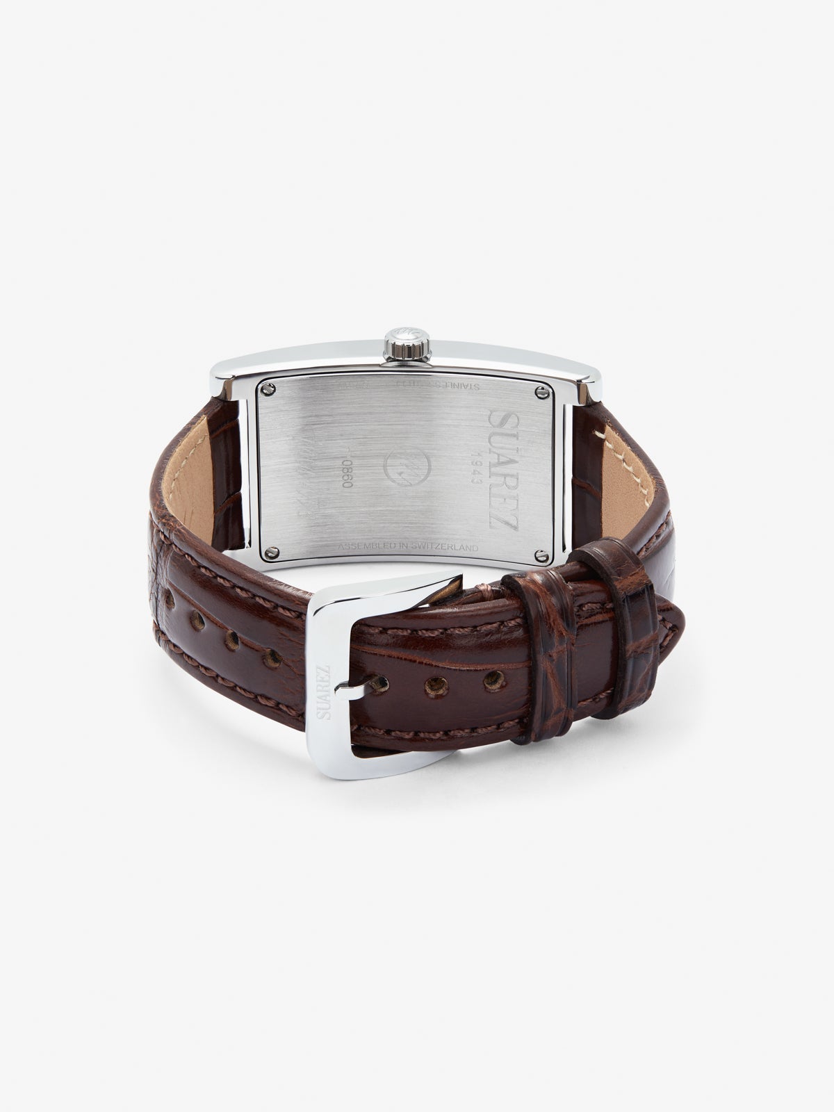 Reloj de acero inoxidable y pulsera de piel, con cristal de zafiro y movimiento de cuarzo