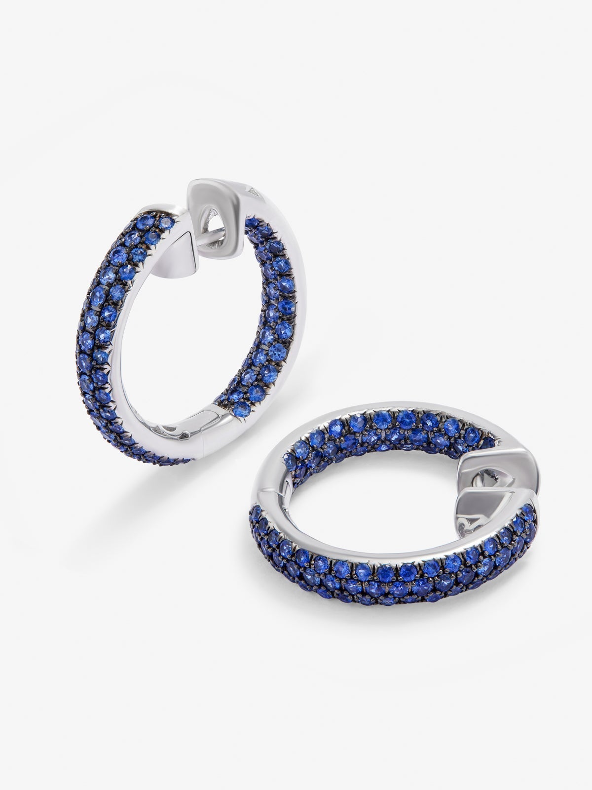 Pendientes aro de plata 925 con zafiros