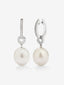 Pendiente de aro de oro blanco de 18k con colgante de perla australiana de 9 mm y diamante