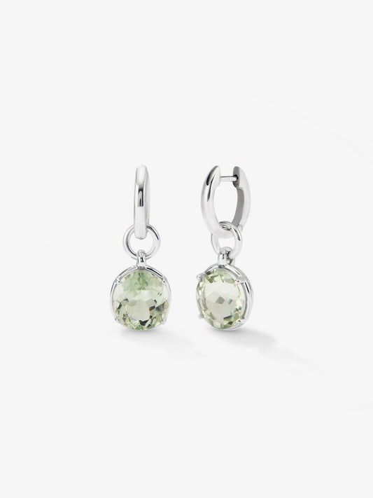 Pendientes de plata 925 con 2 amatistas verdes en talla oval de 5,9 cts