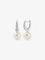 Pendientes de oro blanco de 18K con 2 perlas de 9,5mm y 10 diamantes en talla brillante con un total de 0,12 cts