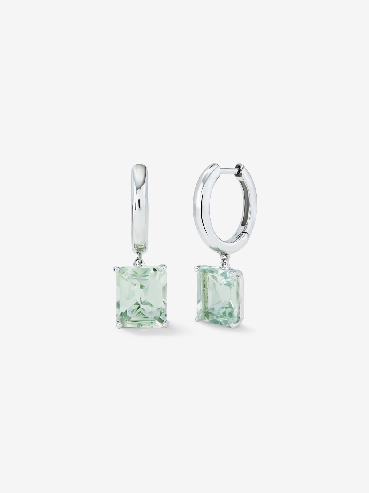 Pendientes aro de plata 925 con amatista verde colgante