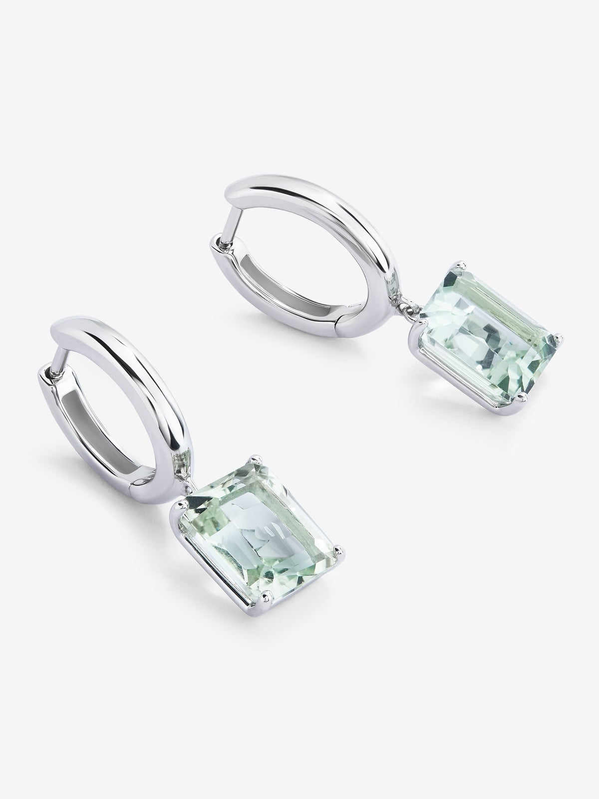 Pendientes aro de plata 925 con amatista verde colgante