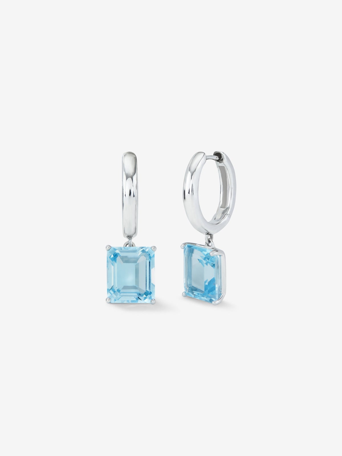 Pendientes aro de plata 925 con topacio colgante