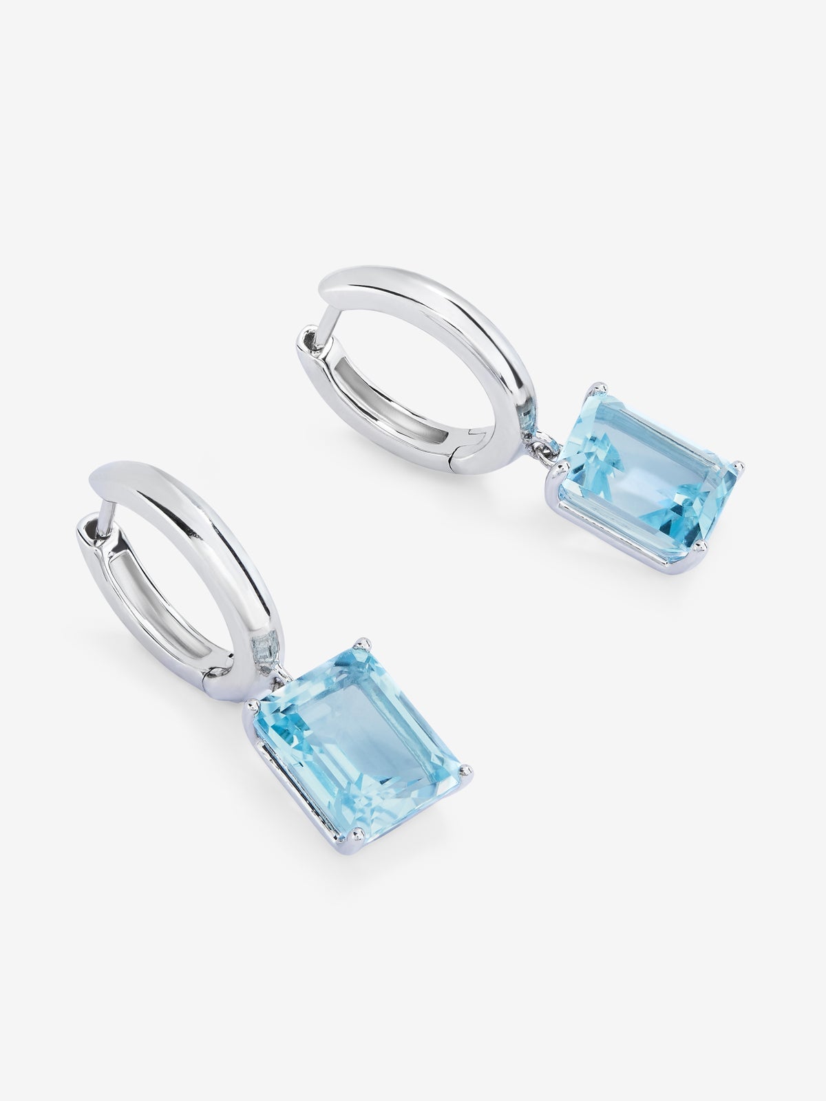 Pendientes aro de plata 925 con topacio colgante