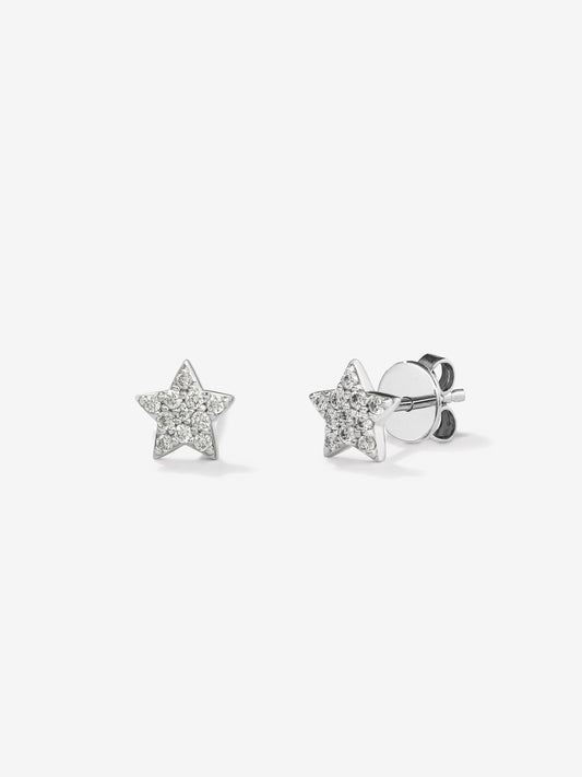 Pendientes de estrella de oro blanco de 18K y diamantes