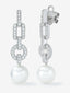 Pendientes de oro blanco de 18K con 2 perlas de 10mm y 64 diamantes en talla brillante con un total de 0,61 cts