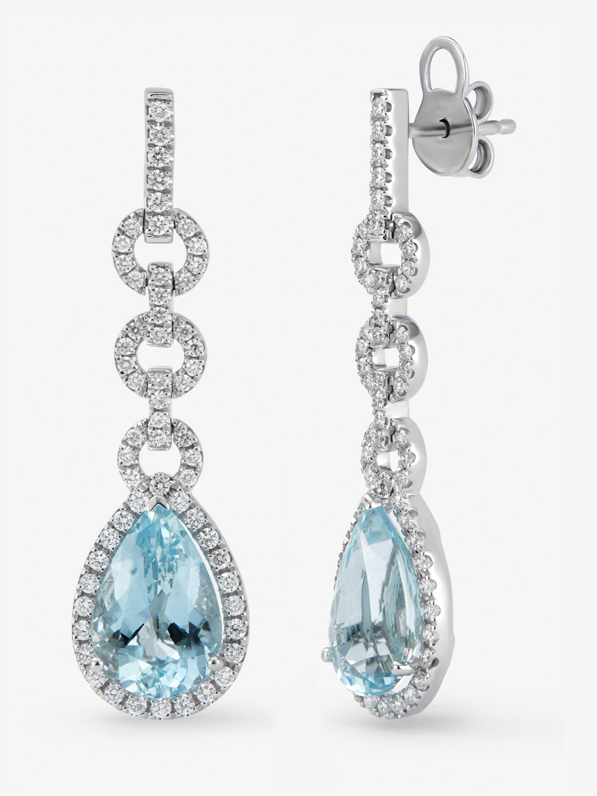 Anillo de oro blanco de 18kt con diamantes y zafiros