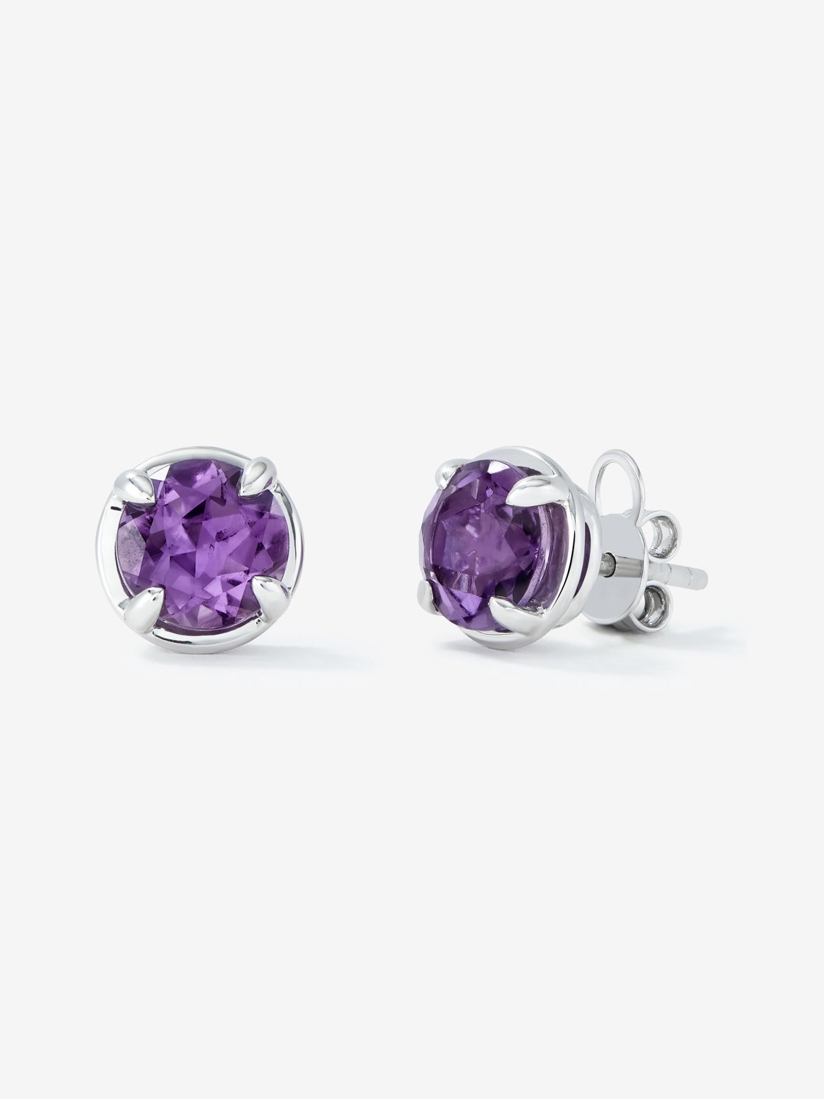 Pendientes de plata 925 con 2 amatistas moradas en talla brillante