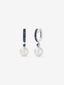Pendiente de aro de plata 925 combinado con perla akoya de 8,5 mm y zafiro